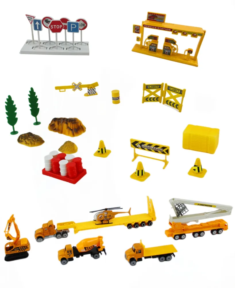Big Daddy 40 Piece Mini City or Township Construction Union Trucks and Cars Accessories Playset