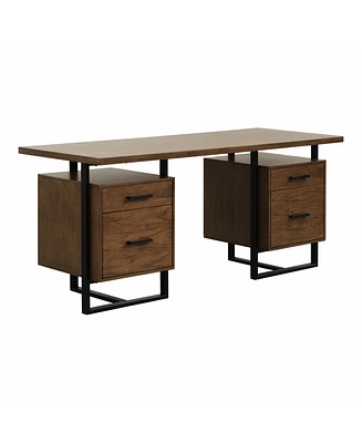 Helena Desk with 2 Cabinets - 2-Tone Finish