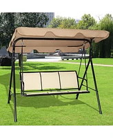 Costway 3 Person Outdoor Patio Swing Canopy Awning Yard Furniture Hammock Steel