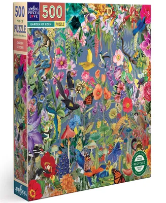 Eeboo Piece And Love Garden of Eden 500 Piece Square Adult Jigsaw Puzzle Set, Ages 14 and up