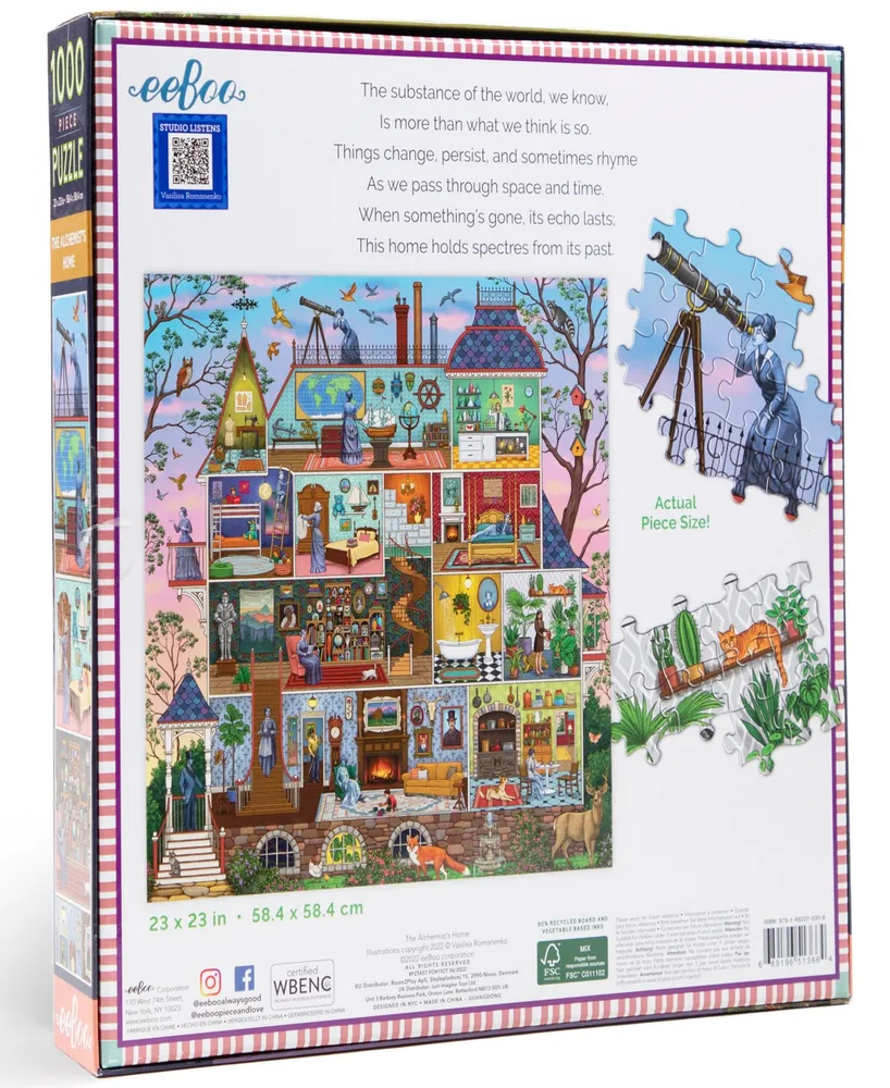 Eeboo Piece And Love The Alchemist's Home 1000 Piece Square Adult Jigsaw Puzzle Set, Ages 14 years and up