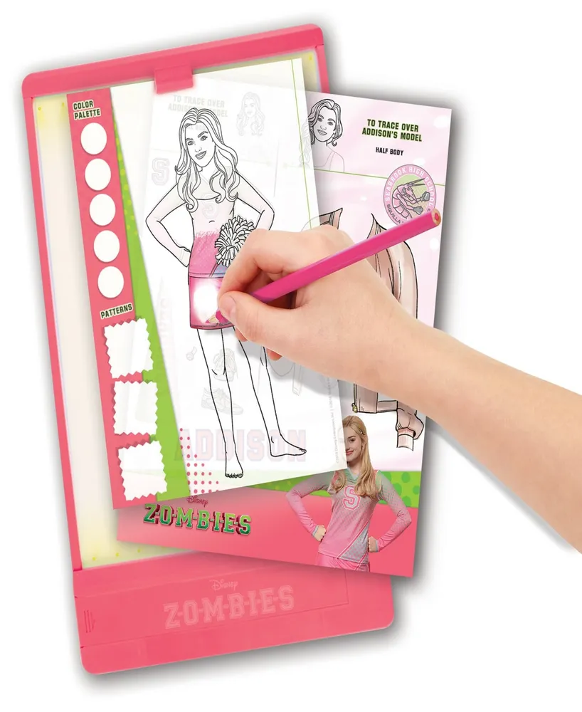 Disney Zombie Fashion Design Tracing Light Table 9 Piece Set, Make It Real, Sketchbook, Stickers Coloring Pencils, Lights Up For Easy Tracing, Draw Sk