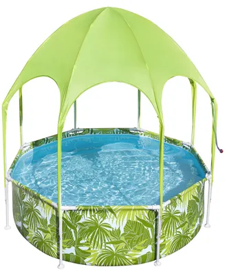 H2OGO Snow Splash-in-Shade Play Pool 8' x 20" 446 , Uv Safe Shade Cover With Water Mister, Kids Pool