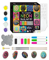 The Complete Neon Rock Art Kit Diy Rock Painting For Kids, Rocks, Brushes, Paint, Stencils included 19 Easy-To-Follow Projects