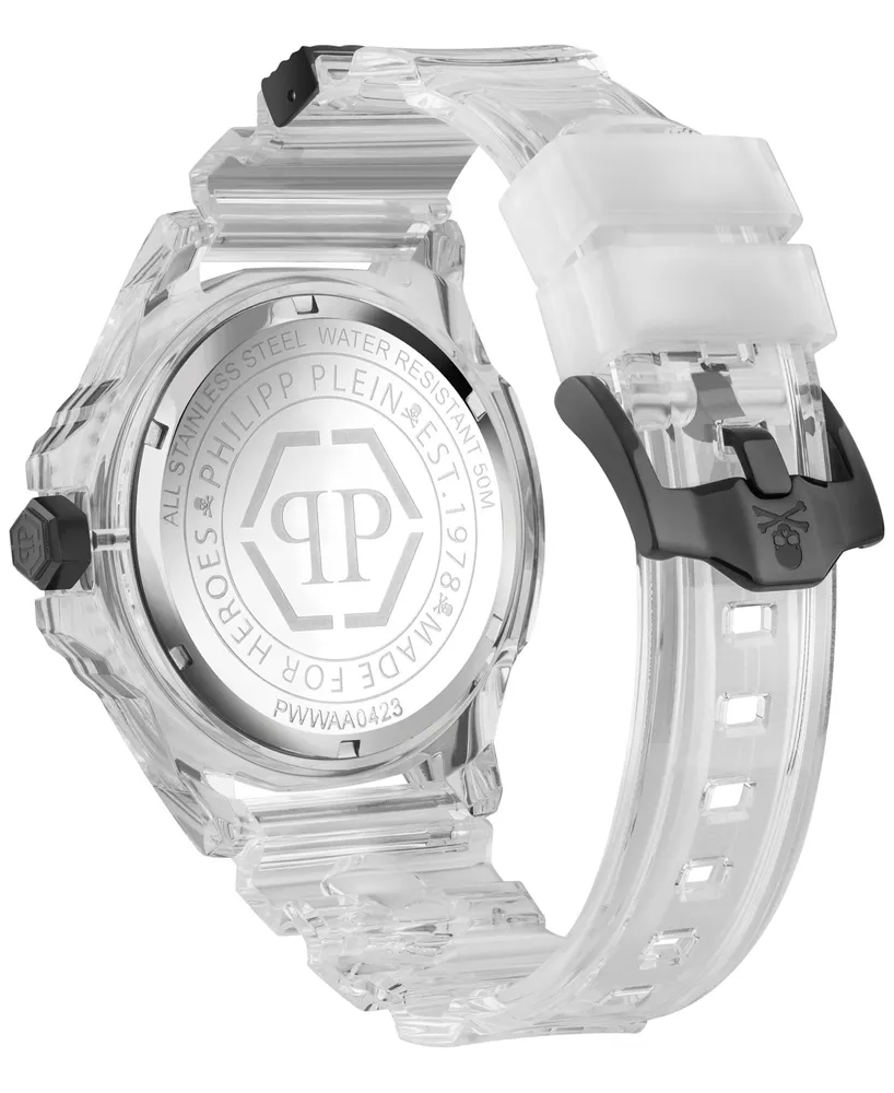 Philipp Plein Men's The $kull Transparent Silicone Strap Watch 45mm