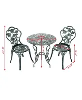 Patio Furniture Cast Aluminum Rose Design Bistro Set