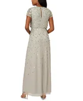 Adrianna Papell Petite 3D Embellished Blouson Gown