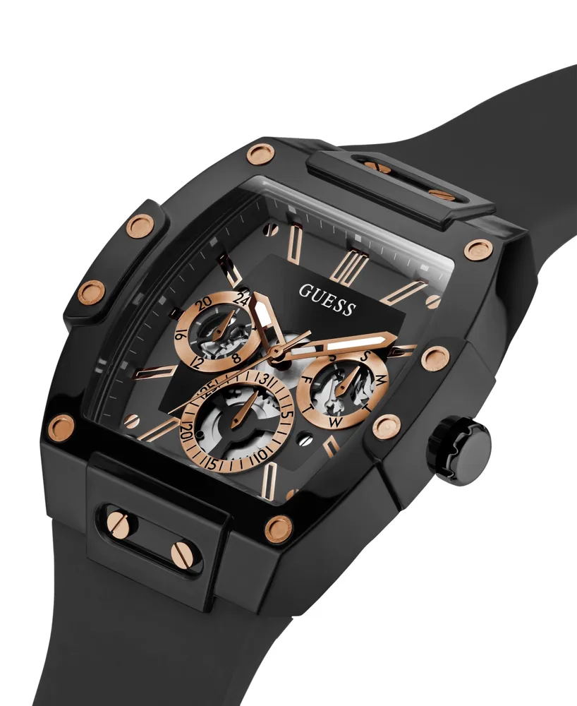 Guess Men's Multifunction Black Silicone Watch 43mm
