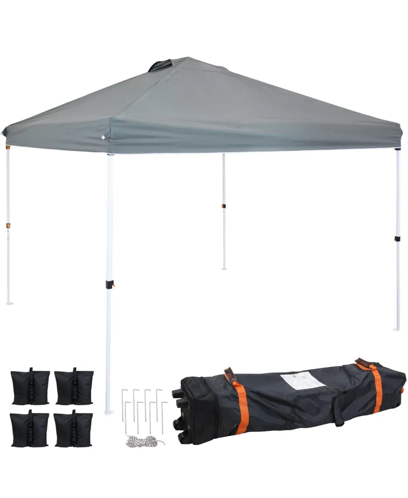 Sunnydaze Decor 10 x 10 Foot Premium Pop-Up Canopy with Rolling Carry Bag and Sandbags - Straight Leg Folding Shade Shelter - Gray