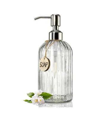 Zulay Kitchen Easy Press Pump Clear Glass Hand Soap Dispenser for Bathroom