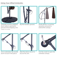 10' Offset Cantilever Patio Umbrella - Polyester Canopy and Steel Pole - Cross-Base - Brown