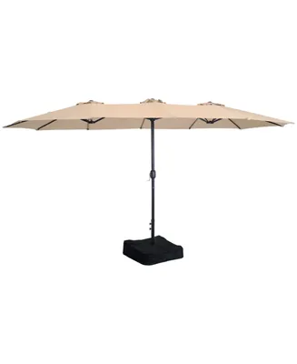 Sunnydaze Decor 15 ft Steel Double-Sided Patio Umbrella with Sandbag Base