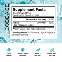 Codeage Usda Organic Iodine Drops – Usda Certified Organic - 250 Mcg Per Serving - 1+ Year Supply - Liquid Iodine Supplement