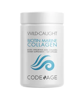 Codeage Wild Caught Biotin Marine Collagen Peptides Capsules, Vitamin C, E & Hyaluronic Acid - 120ct