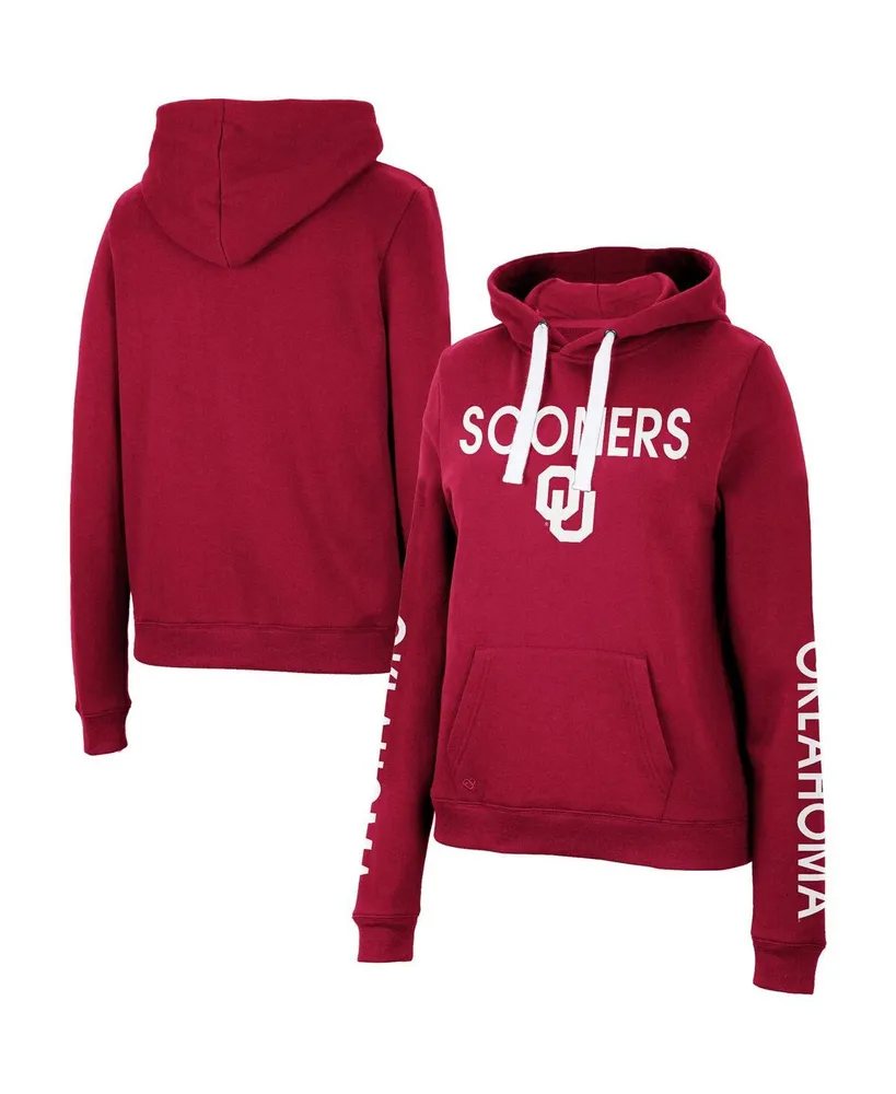 Women's Colosseum Crimson Oklahoma Sooners 3-Hit Pullover Sweatshirt