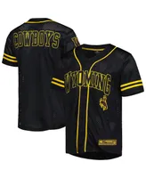 Men's Colosseum Black Wyoming Cowboys Free Spirited Mesh Button-Up Baseball Jersey