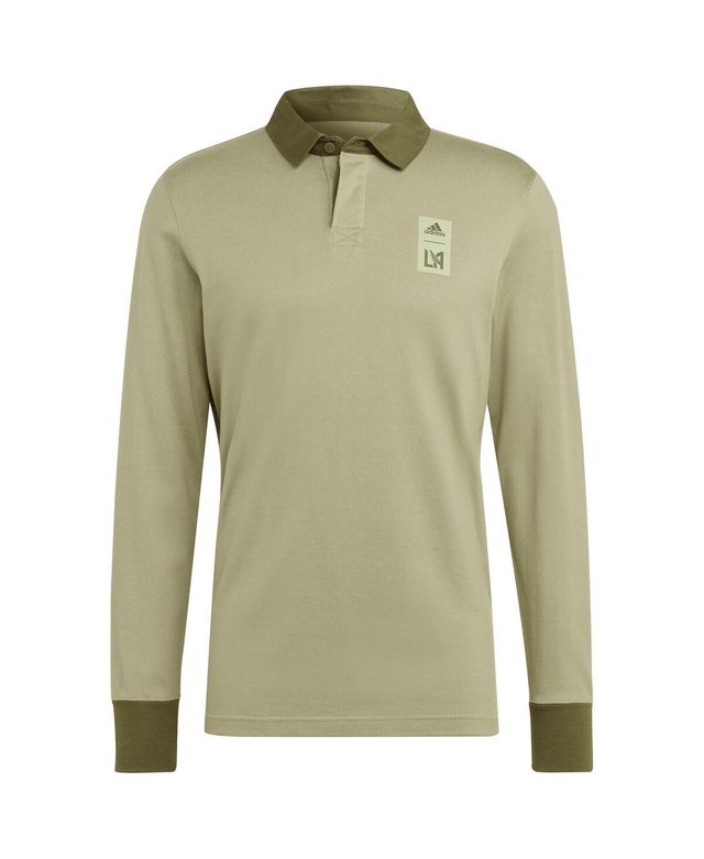 Men's adidas 2023 Player Green Lafc Travel Long Sleeve Polo Shirt