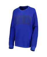 Women's Pressbox Royal Kentucky Wildcats Surf Plus Southlawn Waffle-Knit Thermal Tri-Blend Long Sleeve T-shirt