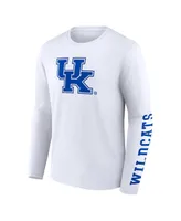 Men's Fanatics White Kentucky Wildcats Double Time 2-Hit Long Sleeve T-shirt