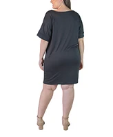 24seven Comfort Apparel Plus Loose Fit V-Neck T Shirt Dress