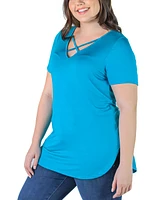 24seven Comfort Apparel Plus Size V-neck T-shirt Tunic Top