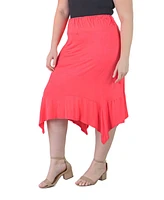 24seven Comfort Apparel Plus Elastic Waist Handkerchief Skirt
