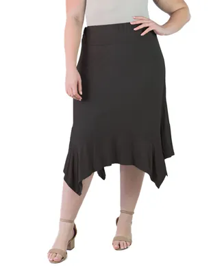24seven Comfort Apparel Plus Elastic Waist Handkerchief Skirt