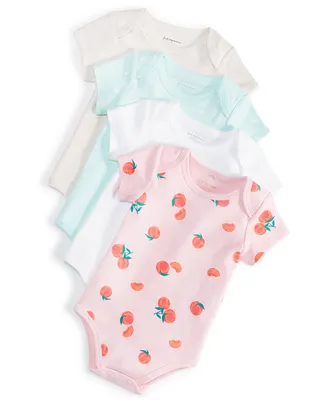 First Impressions Baby Girls Peach Bodysuits, Pack of 4, Created for Macy's