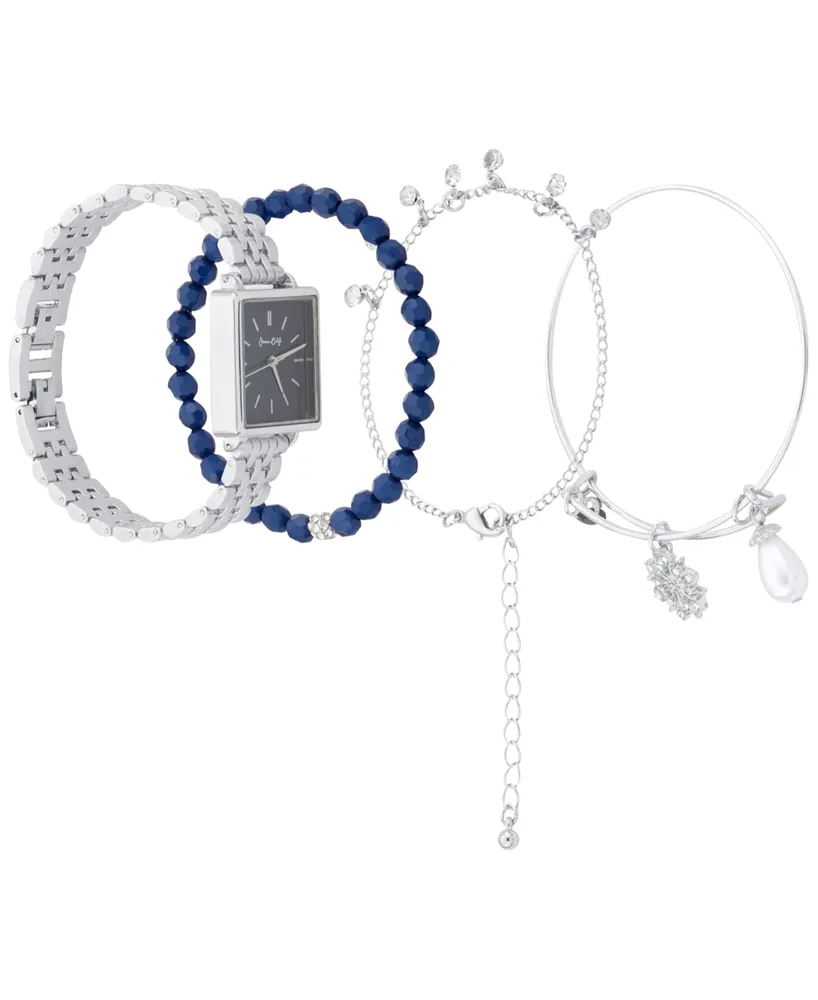 Jessica Carlyle Women's Silver-Tone Metal Alloy Bracelet Watch 26mm Gift Set