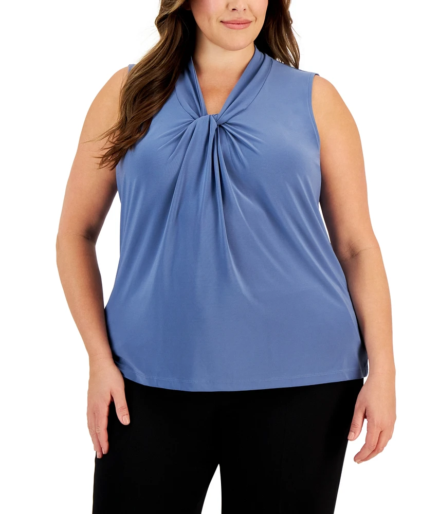 Kasper Plus Size Knot Sleeveless Top