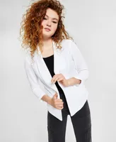 Bar Iii Women's Ruched 3/4-Sleeve Knit Blazer, Created for Macy's