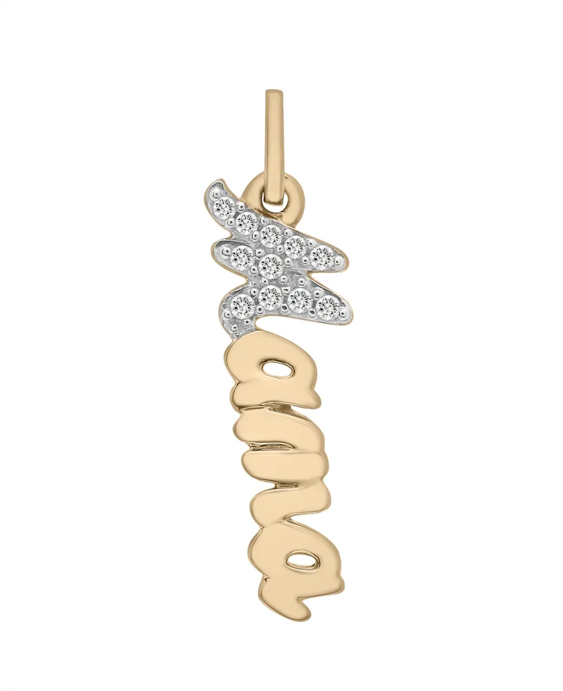 Wrapped Diamond Mama Charm Pendant (1/20 ct. t.w.) in 10k Gold, Created for Macy's