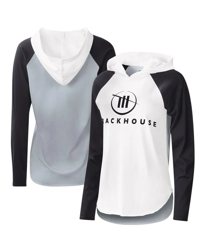 Women's G-iii 4Her by Carl Banks White, Black Trackhouse Racing Triple-a Long Sleeve Hoodie T-shirt