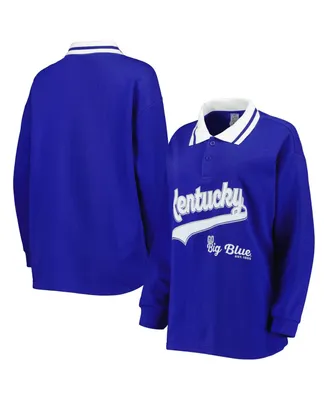 Women's Gameday Couture Royal Kentucky Wildcats Happy Hour Long Sleeve Polo Shirt