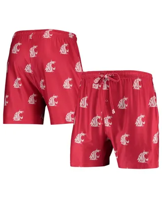 Men's Concepts Sport Crimson Washington State Cougars Flagship Allover Print Jam Shorts