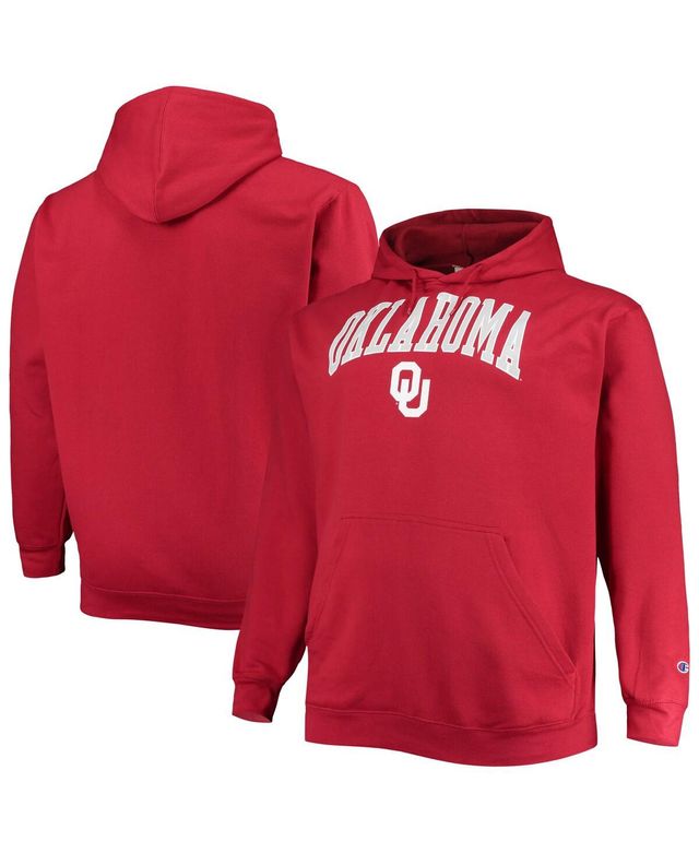 Men's Champion Crimson Oklahoma Sooners Big and Tall Arch Over Logo Powerblend Pullover Hoodie