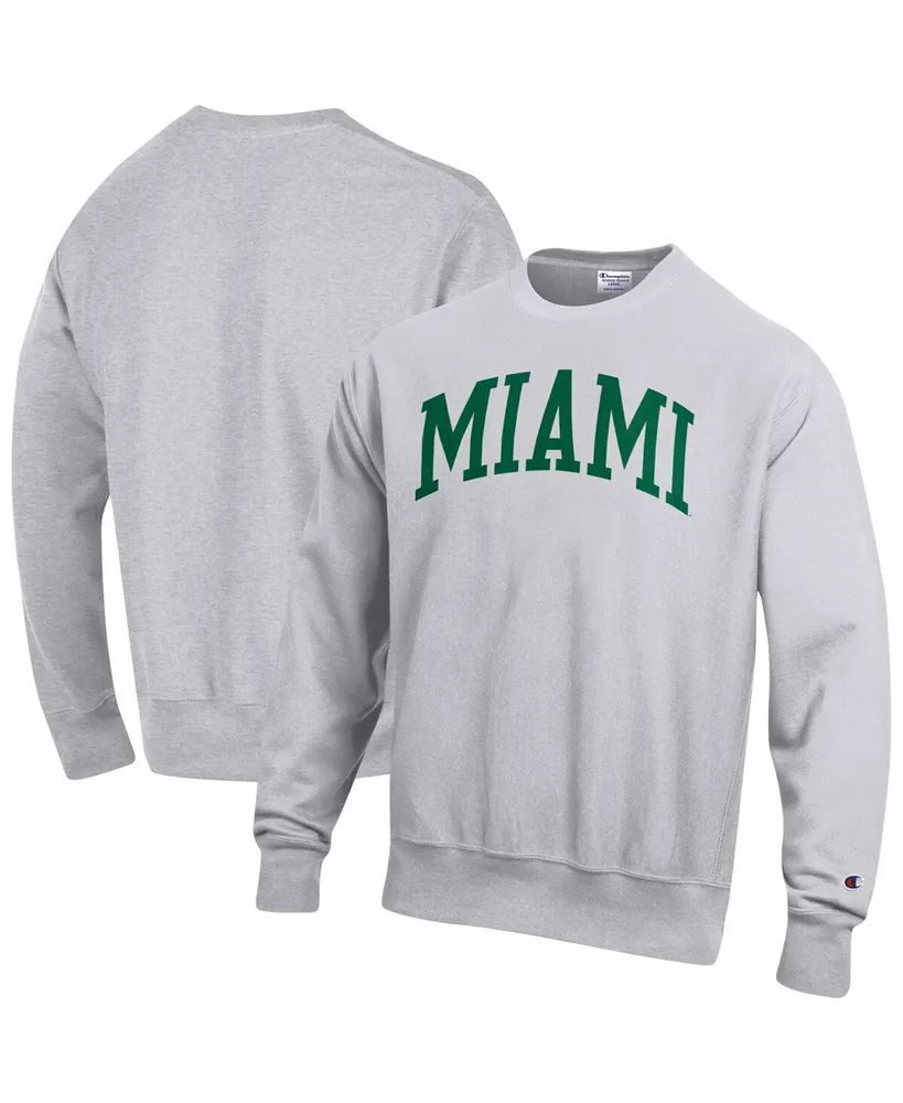 Men's Champion Heathered Gray Miami Hurricanes Arch Reverse Weave Pullover Sweatshirt