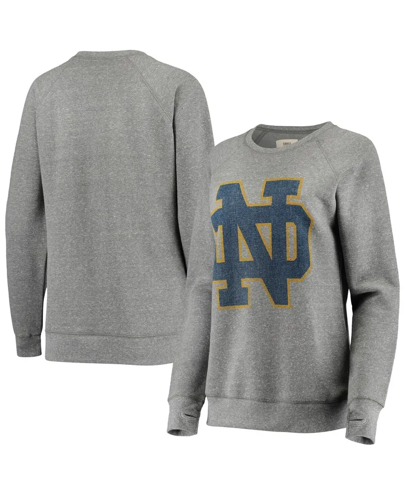 Women's Pressbox Heathered Gray Notre Dame Fighting Irish Big Logo Knobi Fleece Crew Sweatshirt