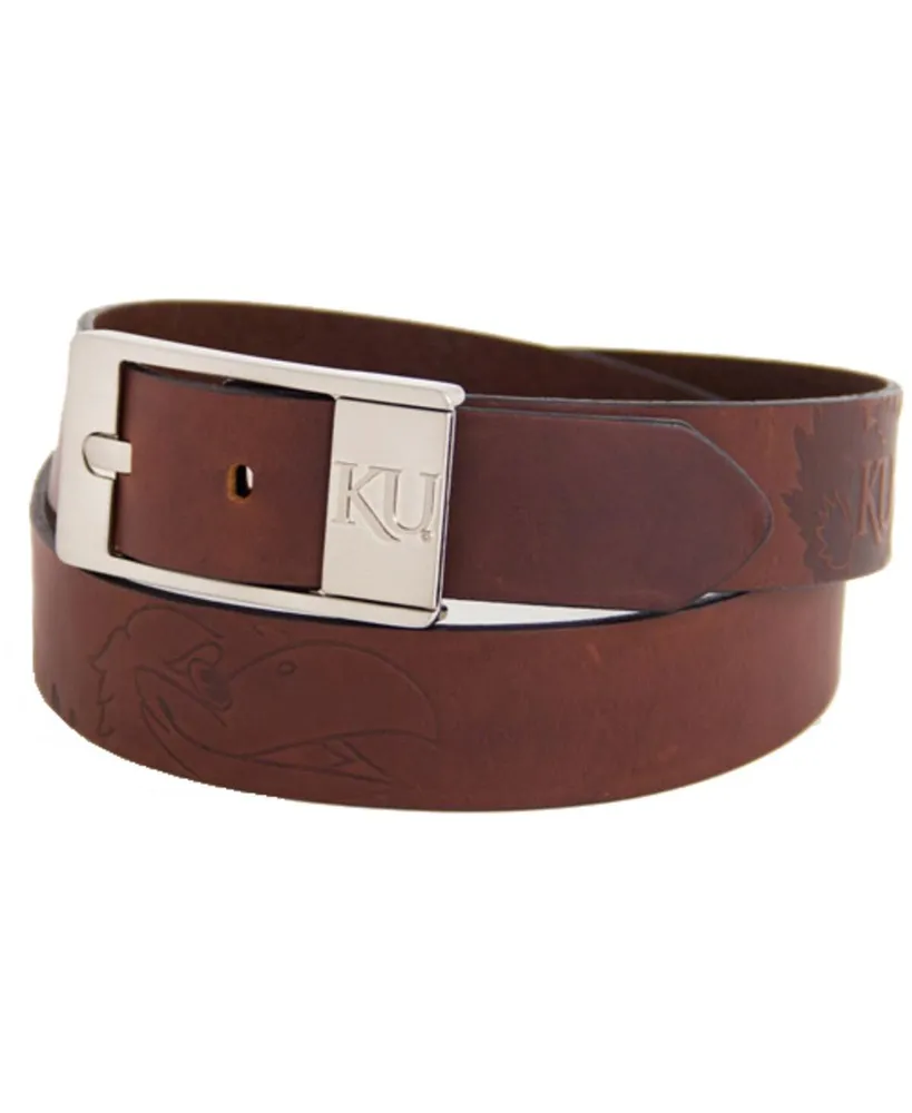 Men's Kansas Jayhawks Brandish Leather Belt - Brown