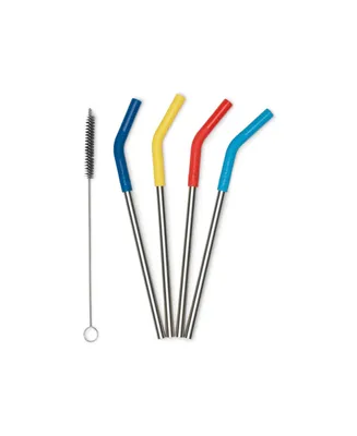 Stainless Steel & Silicone Straws w Brush