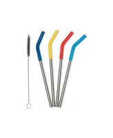 Stainless Steel & Silicone Straws w Brush