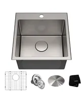 Kraus Standart Pro 18 in. Drop-In 16 Gauge Single Bowl 1-Hole Stainless Steel Kitchen Sink