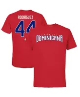 Men's Legends Julio Rodriguez Red Dominican Republic Baseball 2023 World Baseball Classic Name and Number T-shirt