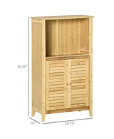 Homcom Freestand Wooden Landing Cabinet Pantry Space w/Multifunctional Use, Natural