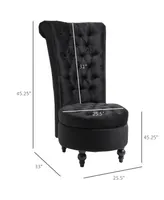 Homcom Retro Button-Tufted Royal Design High Back Armless Chair w/Thick Padding