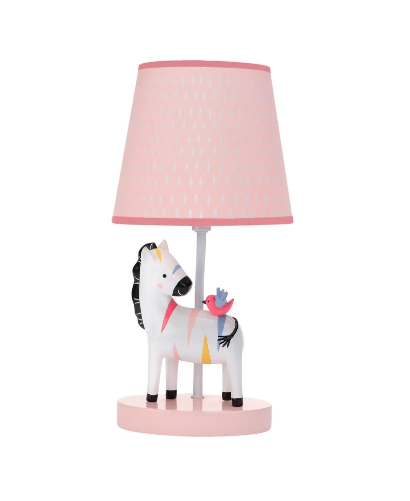 Lambs & Ivy Jazzy Jungle Zebra White/Peach Nursery Lamp with Shade & Bulb