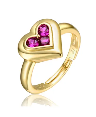 Rachel Glauber Ra 14k Yellow Gold Plated with Amethyst Cubic Zirconia Cluster Heart Halo Promise Ring