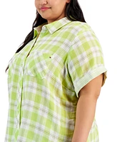 Tommy Hilfiger Plus Size Cotton Button-Front Camp Shirt