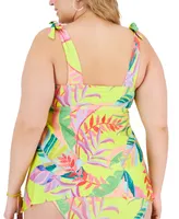 Becca Etc Plus Size Costa Bella Tie-Strap Tankini Swim Top