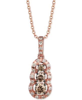 Le Vian Chocolate Diamond (3/8 ct. t.w.) & Nude Diamond (1/5 ct. t.w.) Graduated 18" Pendant Necklace in 14k Rose Gold